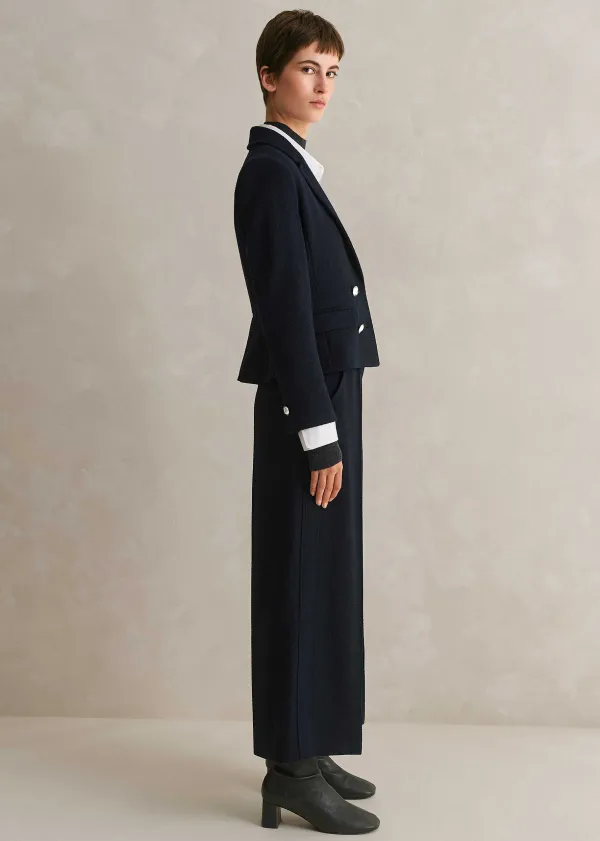 Best ME+EM High Waisted Wide Leg Cropped Trouser Suit Blue