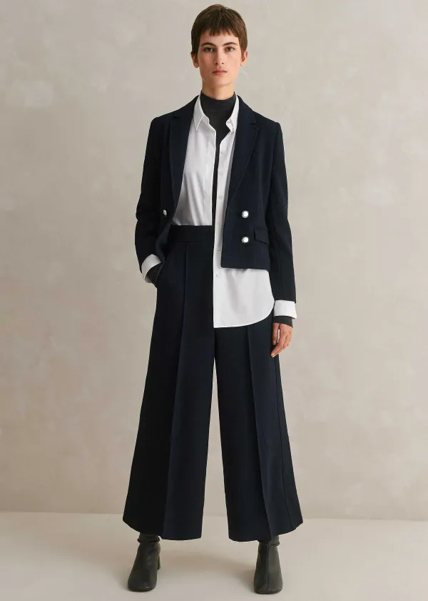 Best ME+EM High Waisted Wide Leg Cropped Trouser Suit Blue
