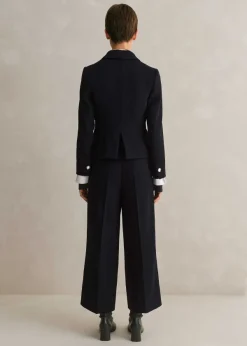 Best ME+EM High Waisted Wide Leg Cropped Trouser Suit Blue