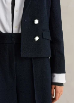 Best ME+EM High Waisted Wide Leg Cropped Trouser Suit Blue