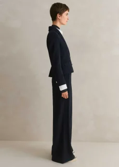 Hot ME+EM High Waisted Wide Leg Trouser + Jacket Suit Blue