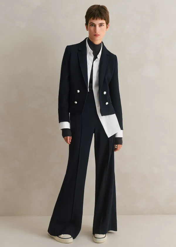 Hot ME+EM High Waisted Wide Leg Trouser + Jacket Suit Blue