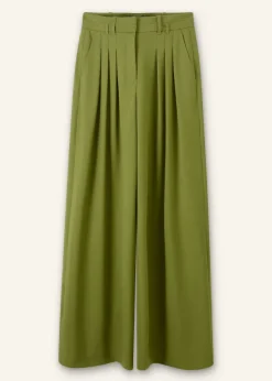 ME+EM High-Waisted Multi Pleat Trouser + Belt Bright Olive Moulin