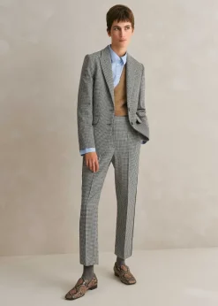 Clearance ME+EM Houndstooth Blazer + Slim Crop Trouser Suit Neutrals