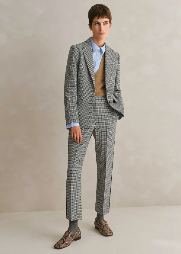 Clearance ME+EM Houndstooth Blazer + Slim Crop Trouser Suit Neutrals