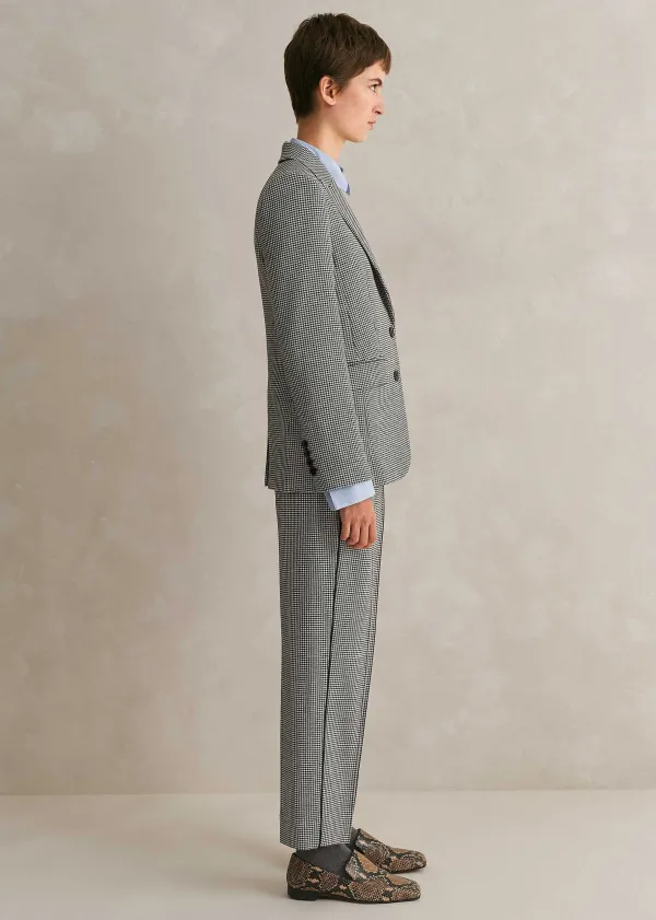 Clearance ME+EM Houndstooth Blazer + Slim Crop Trouser Suit Neutrals