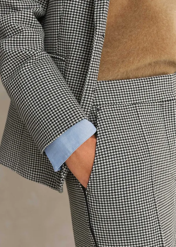 Clearance ME+EM Houndstooth Blazer + Slim Crop Trouser Suit Neutrals