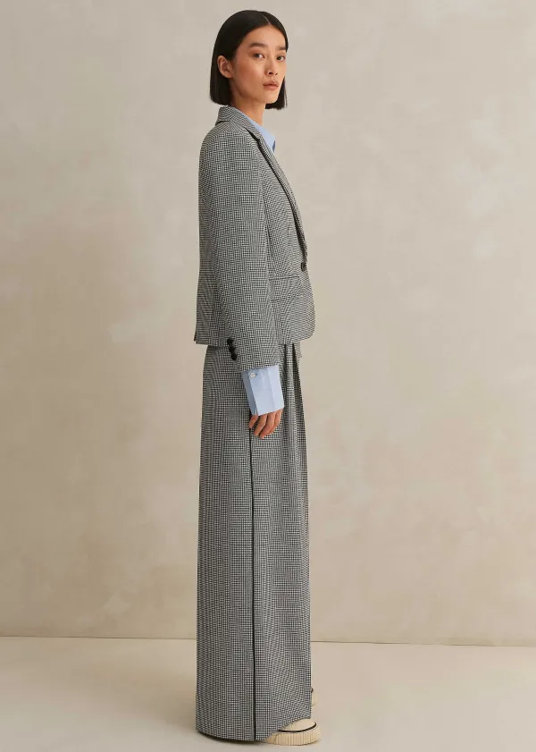 Sale ME+EM Houndstooth Cropped Jacket + Man Pant Suit Black