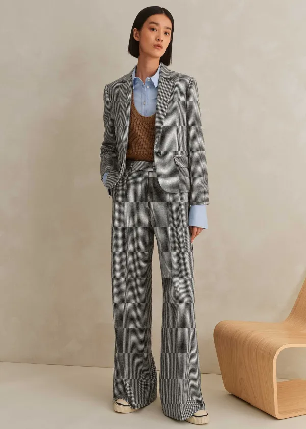 Sale ME+EM Houndstooth Cropped Jacket + Man Pant Suit Black
