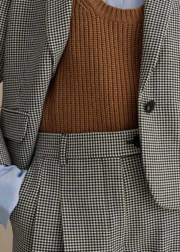 Sale ME+EM Houndstooth Cropped Jacket + Man Pant Suit Black
