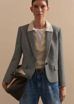 Sale ME+EM Houndstooth Short Jacket Black/White