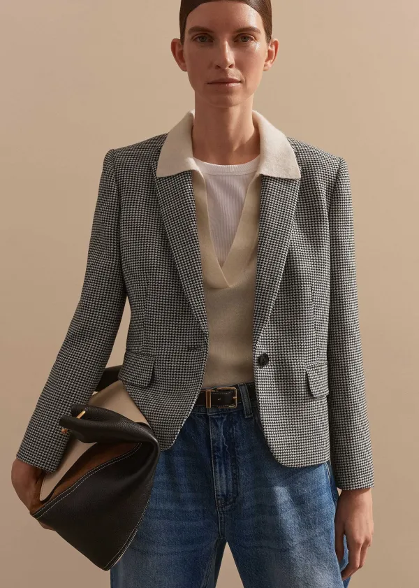 Sale ME+EM Houndstooth Short Jacket Black/White