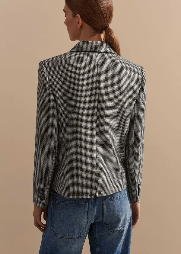 Sale ME+EM Houndstooth Short Jacket Black/White