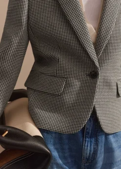 Sale ME+EM Houndstooth Short Jacket Black/White