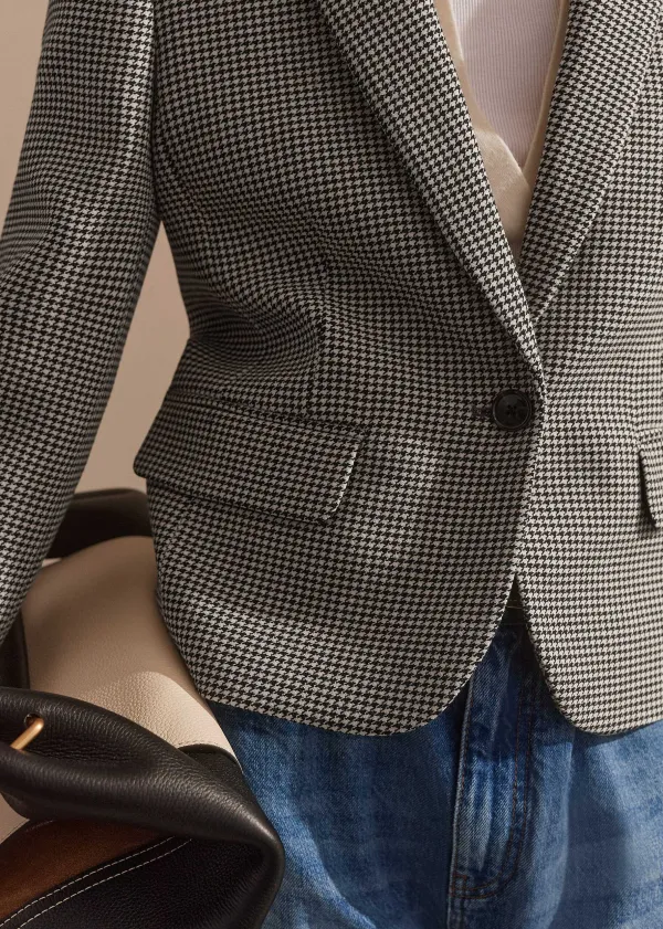 Sale ME+EM Houndstooth Short Jacket Black/White