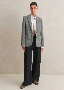 Discount ME+EM Houndstooth Single-Breasted Blazer Black/White