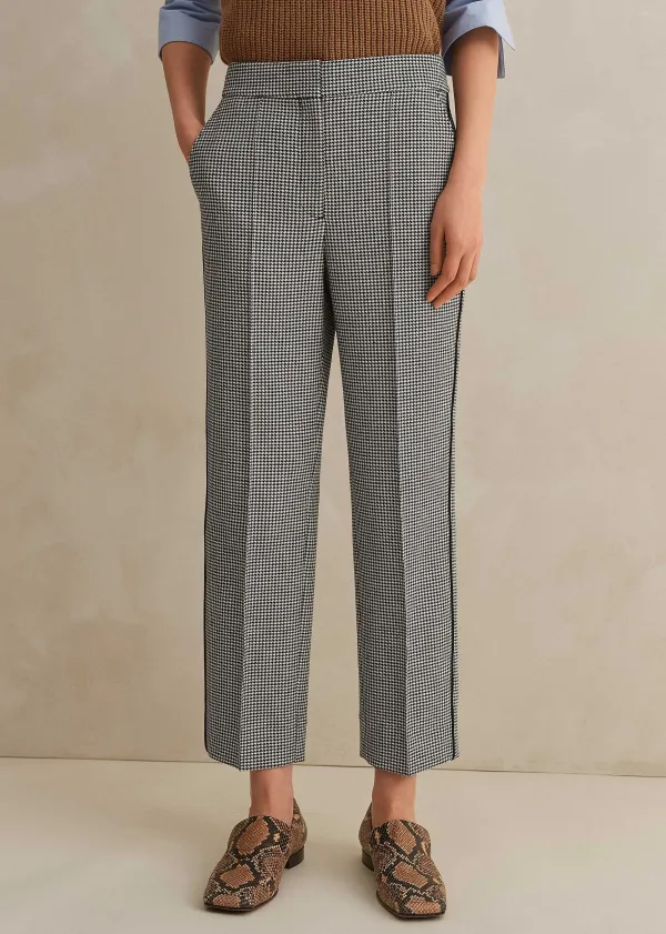 New ME+EM Houndstooth Slim Crop Trouser Black/White