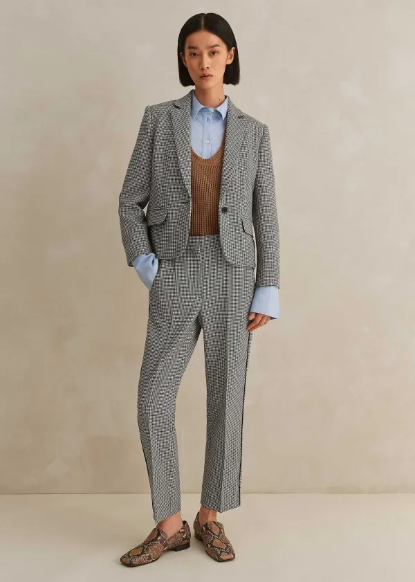 New ME+EM Houndstooth Slim Crop Trouser Black/White