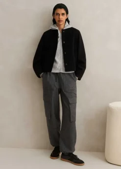 Hot ME+EM Icon Cashmere Crop Box Hoody Silver Grey