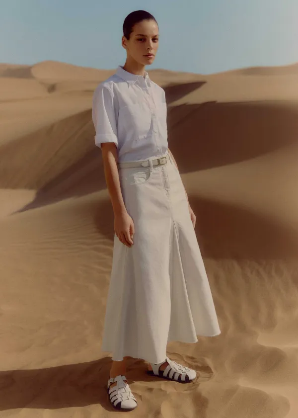 ME+EM Insert Midi Skirt White/Ecru
