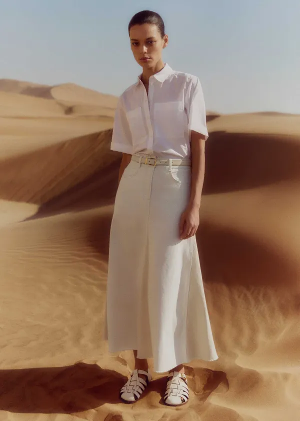 ME+EM Insert Midi Skirt White/Ecru