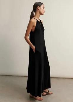 ME+EM Interlock Halterneck Maxi Dress Black