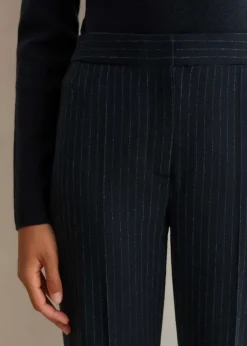Clearance ME+EM Italian Pinstripe Slim Crop Trouser Navy/Charcoal