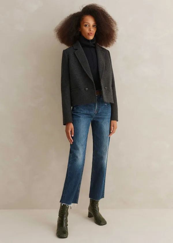ME+EM Italian Wool Crop Forever Jacket Charcoal