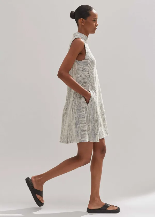 Discount ME+EM Jacquard Swing Dress Blue/Cream