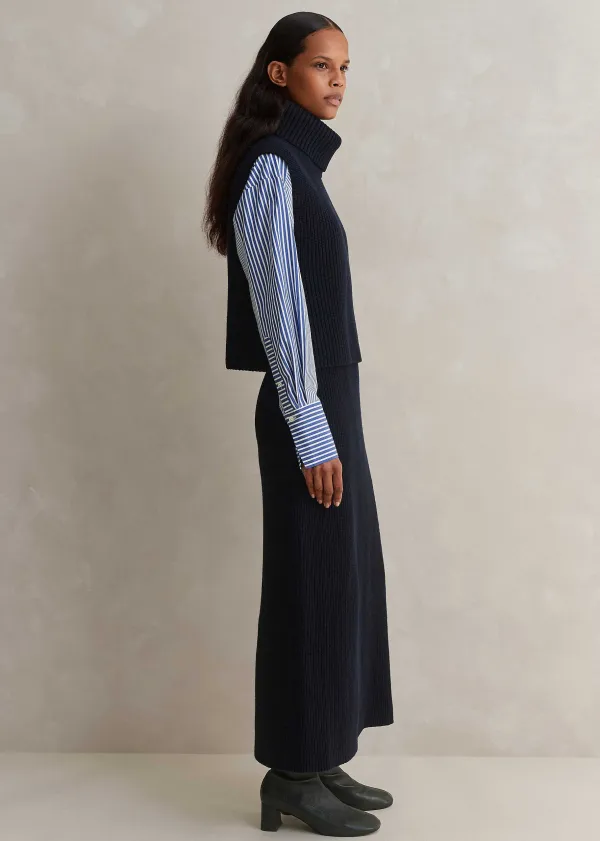 Outlet ME+EM Knitted Vest + Skirt Co-Ord Blue