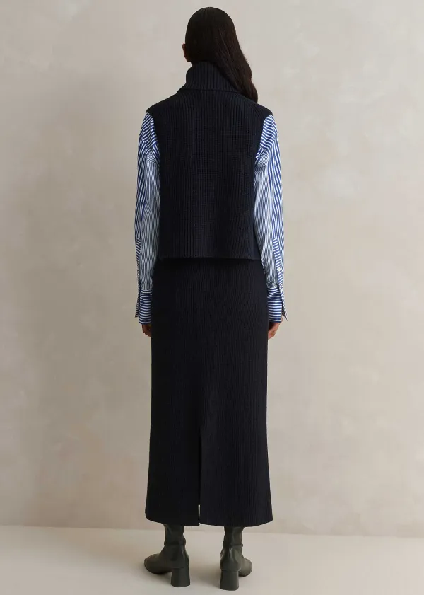 Outlet ME+EM Knitted Vest + Skirt Co-Ord Blue