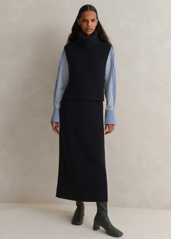 Outlet ME+EM Knitted Vest + Skirt Co-Ord Blue