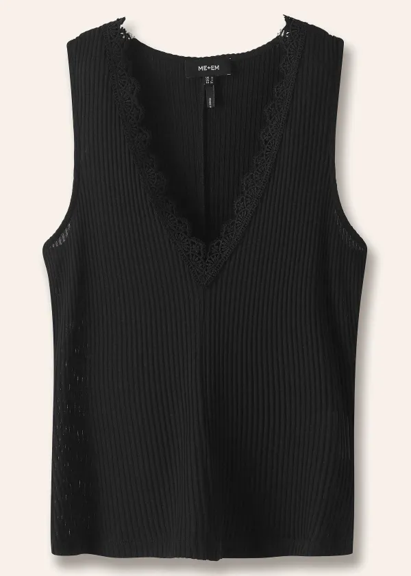 Best ME+EM Lace Trim V Neck Layering Tank Black