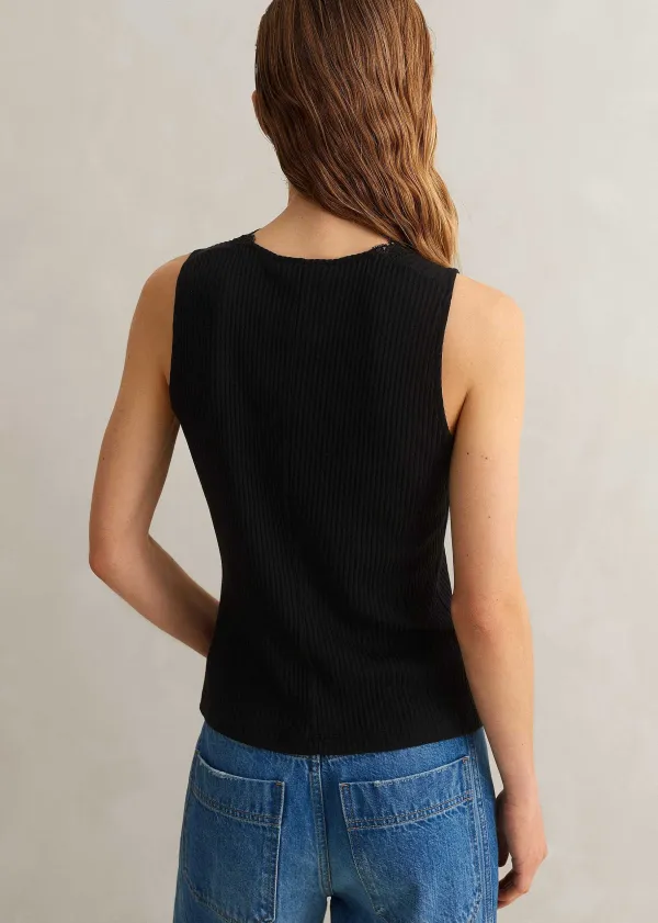 Best ME+EM Lace Trim V Neck Layering Tank Black