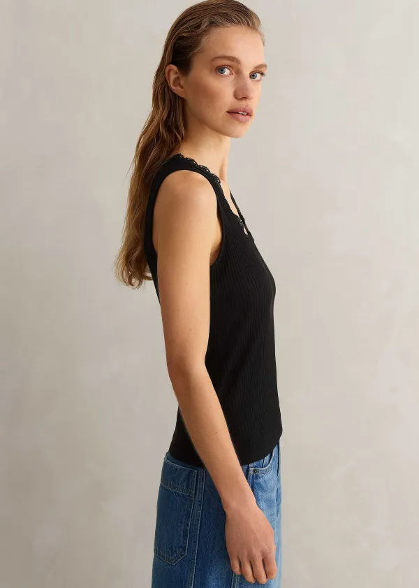 Best ME+EM Lace Trim V Neck Layering Tank Black