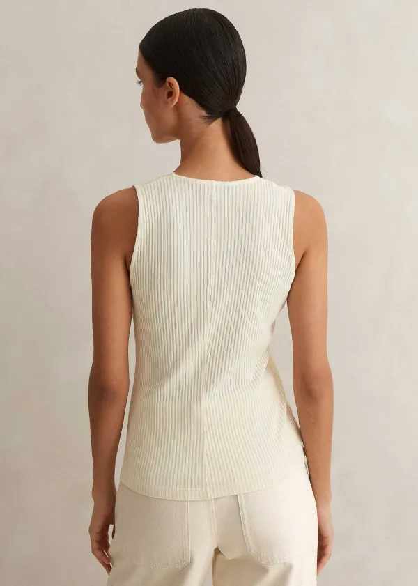 Discount ME+EM Lace Trim V Neck Layering Tank Cream