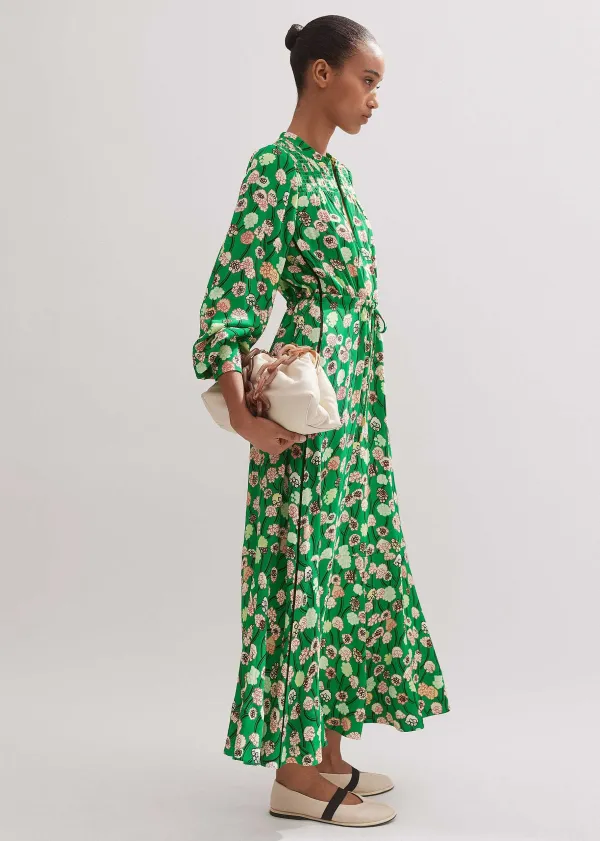 Outlet ME+EM Lantana Flower Print Drawstring Maxi Dress Green/Pink/Multi