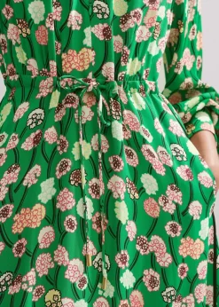 Outlet ME+EM Lantana Flower Print Drawstring Maxi Dress Green/Pink/Multi