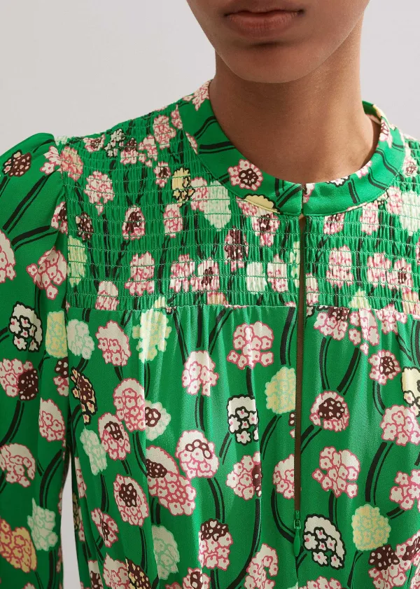 Outlet ME+EM Lantana Flower Print Drawstring Maxi Dress Green/Pink/Multi