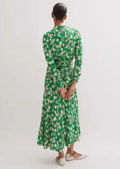 Outlet ME+EM Lantana Flower Print Midi Dress Green/Pink/Multi