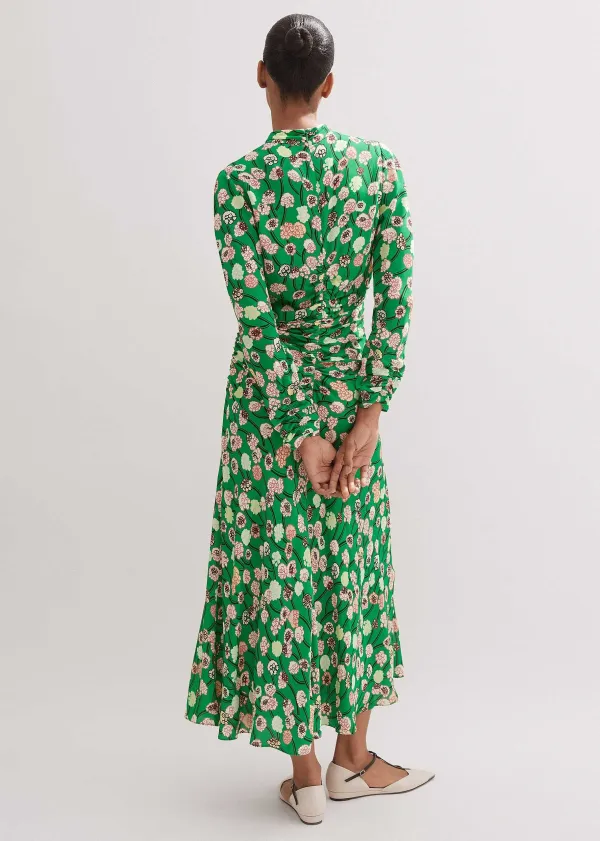 Outlet ME+EM Lantana Flower Print Midi Dress Green/Pink/Multi