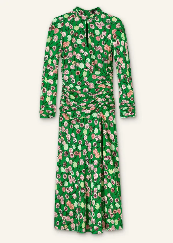 Outlet ME+EM Lantana Flower Print Midi Dress Green/Pink/Multi