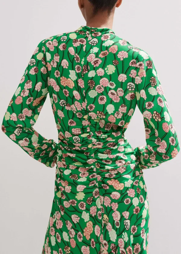 Outlet ME+EM Lantana Flower Print Midi Dress Green/Pink/Multi