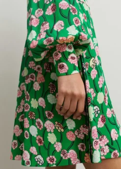 New ME+EM Lantana Flower Print Short Boho Dress Green/Pink/Multi