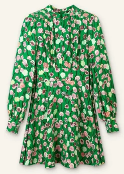 New ME+EM Lantana Flower Print Short Boho Dress Green/Pink/Multi