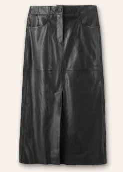 Discount ME+EM Leather Midi Skirt Black