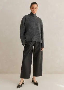 Sale ME+EM Leather Tapered Trouser Black