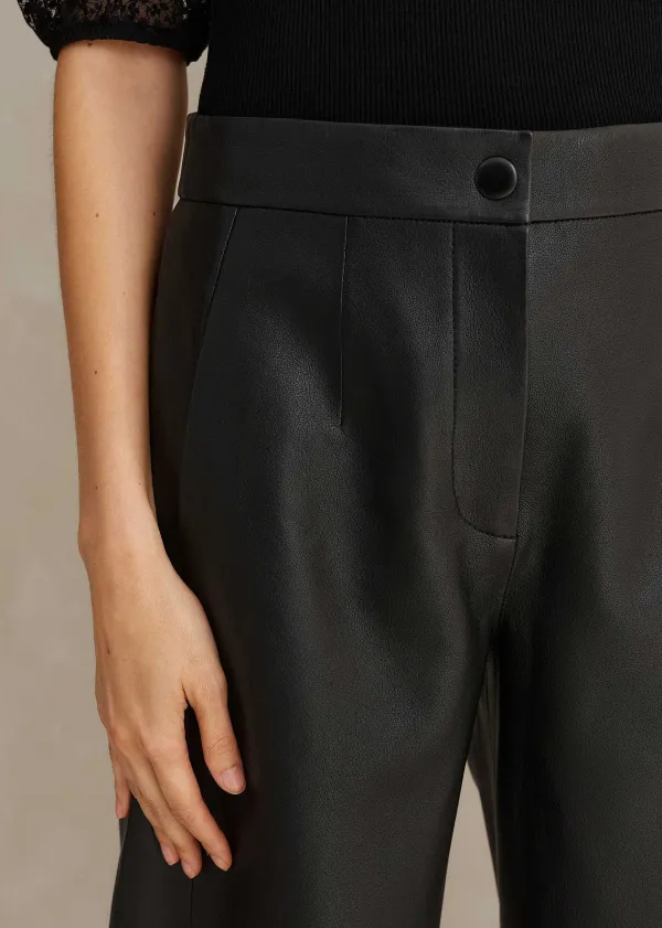 Sale ME+EM Leather Tapered Trouser Black