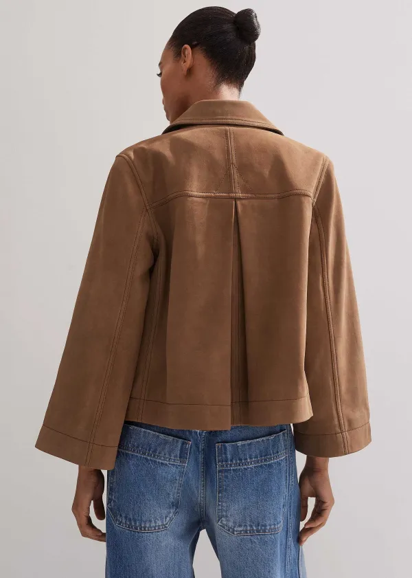Best ME+EM Leather Wide Sleeve Swing Jacket Toffee