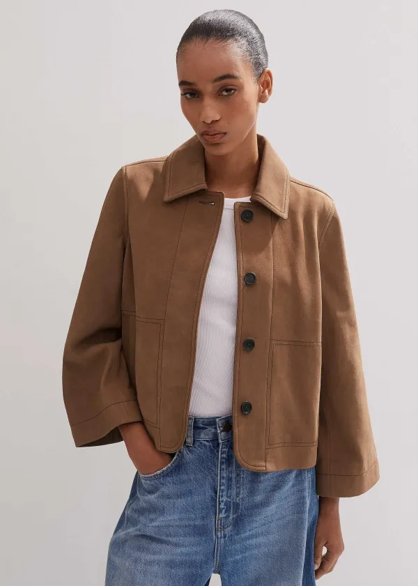 Best ME+EM Leather Wide Sleeve Swing Jacket Toffee
